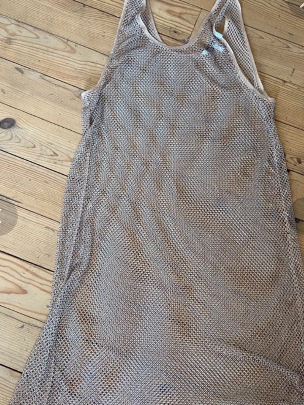 MUNTHE GOLD Mesh Tank Dress/Coverup. Casual Summer Layering. Elegant/St Barts